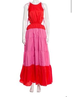NWT Staud Red and Pink Maxi Dress